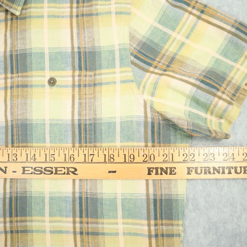 Kuhl Skorpio Linen Shirt Mens Medium‎ Green Plaid Gorpcore Hiking Outdoor Retro